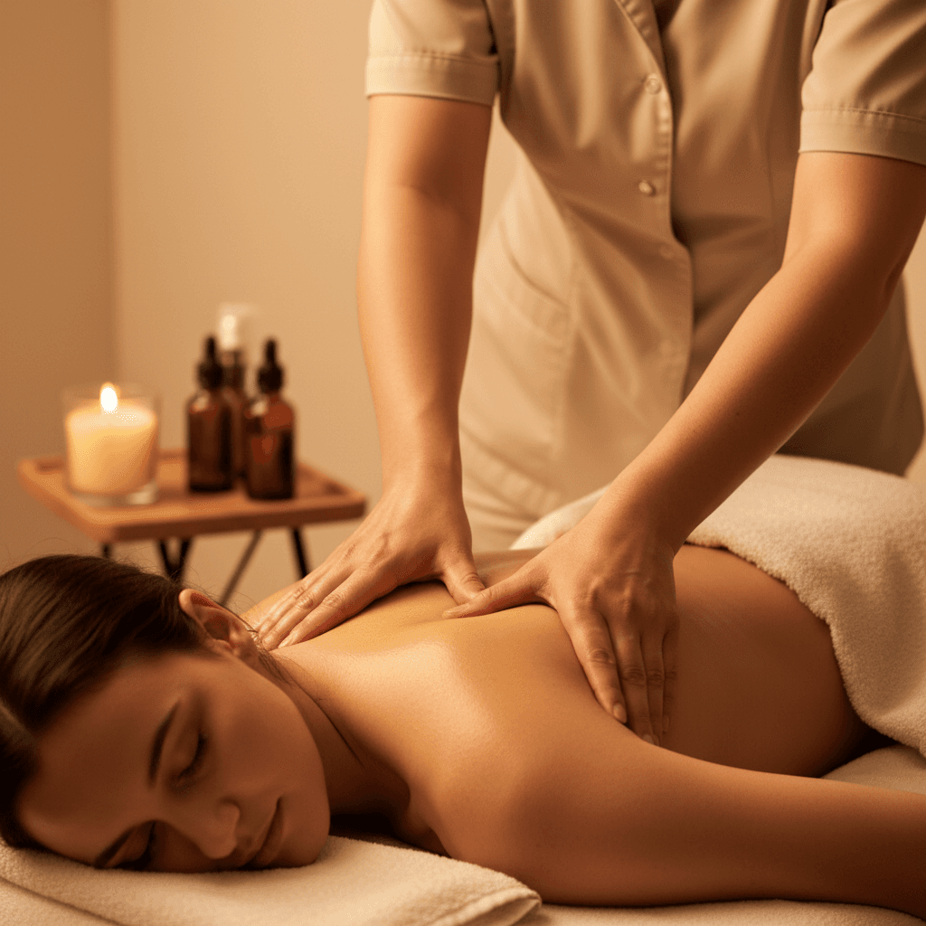 Massage therapist providing professional oil massage